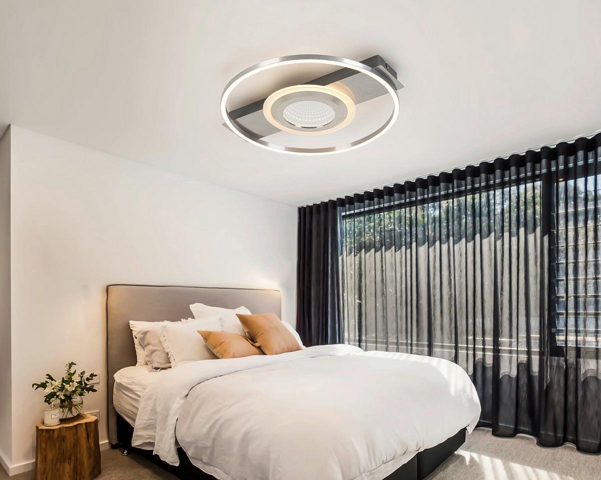 LAMPA SUFITOWA LED SANDRA - szary/kolor niklowy, Trend, tworzywo sztuczne/metal (42/40/6cm) - Novel