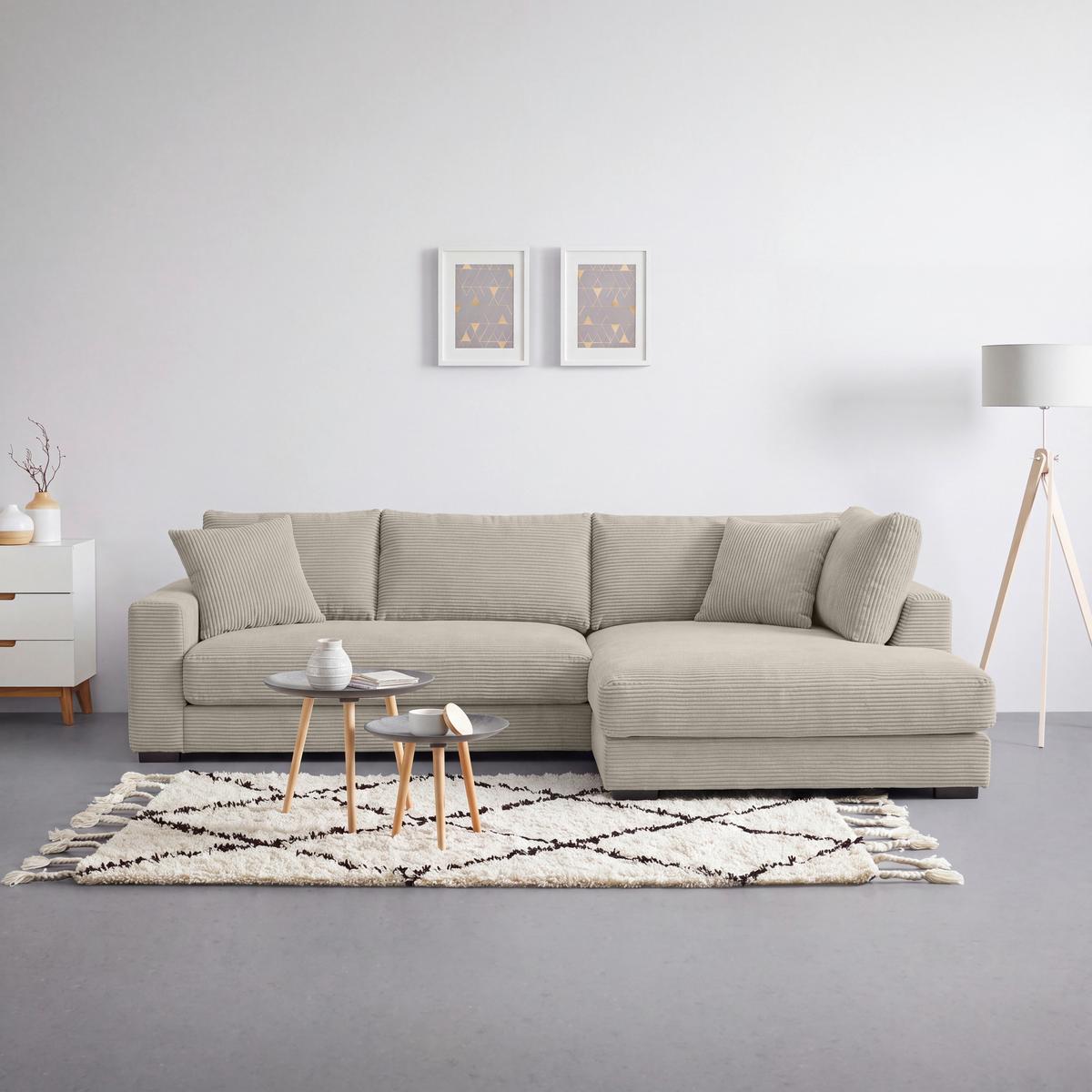 Ecksofa Pedro Taupe - Taupe/Schwarz, MODERN, Kunststoff/Textil (300/190cm) - Mömax