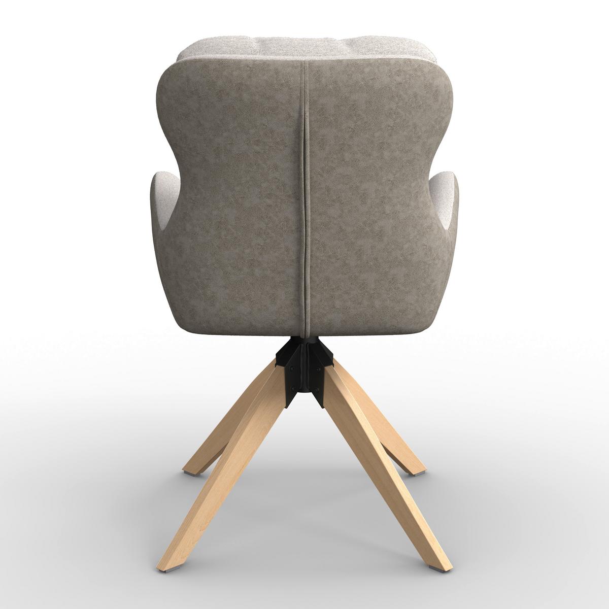 Armlehnstuhl Neelia Greige Webstoff Drehbar Gepolstert - Greige/Naturfarben, MODERN, Holz/Textil (71/60/94cm) - Bessagi Home