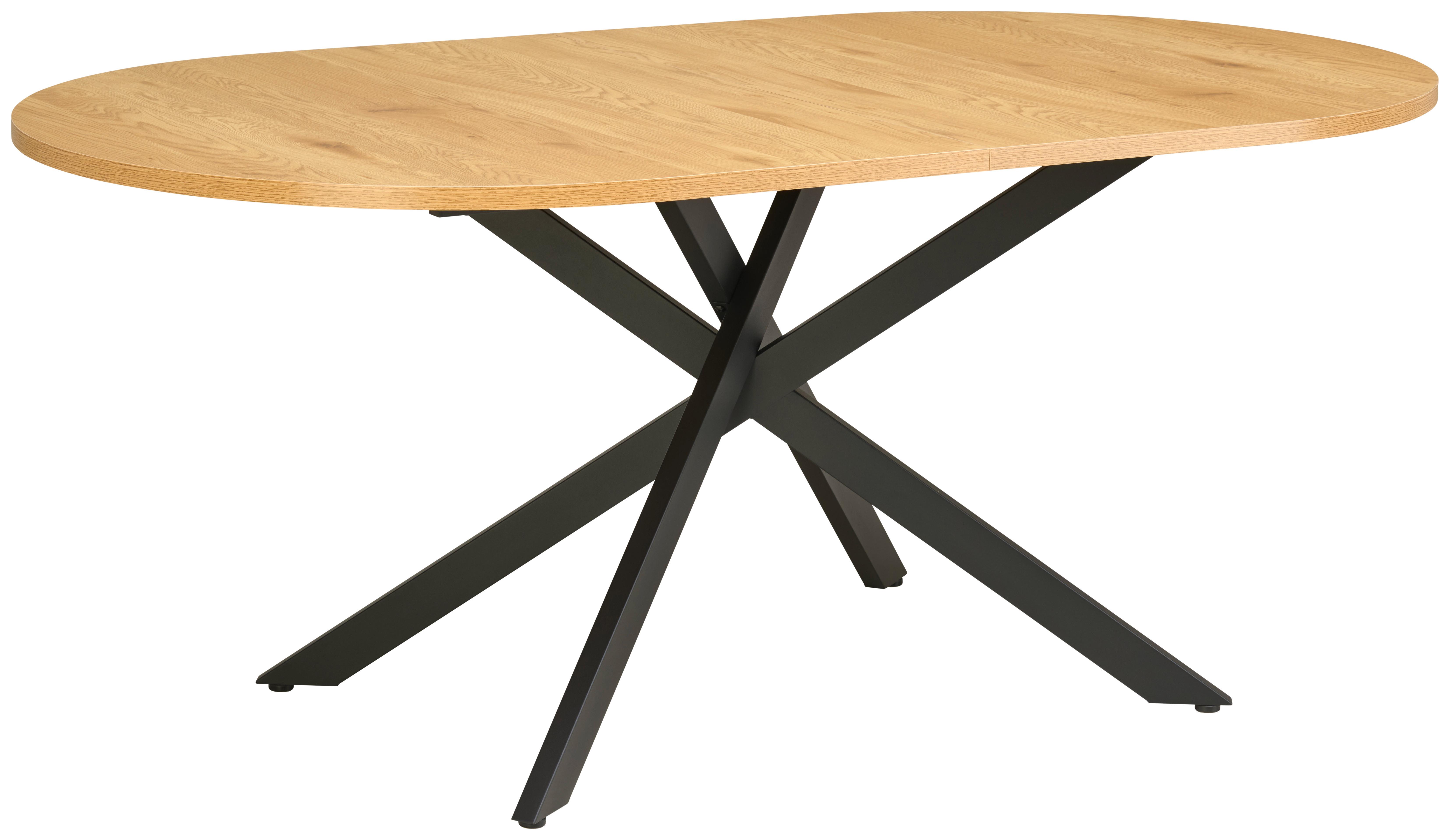 Jedilna Miza, Barva Hrasta, 180x100 - črna/barve hrasta, Konvencionalno, kovina/leseni material (180/75/100cm) - MID.YOU