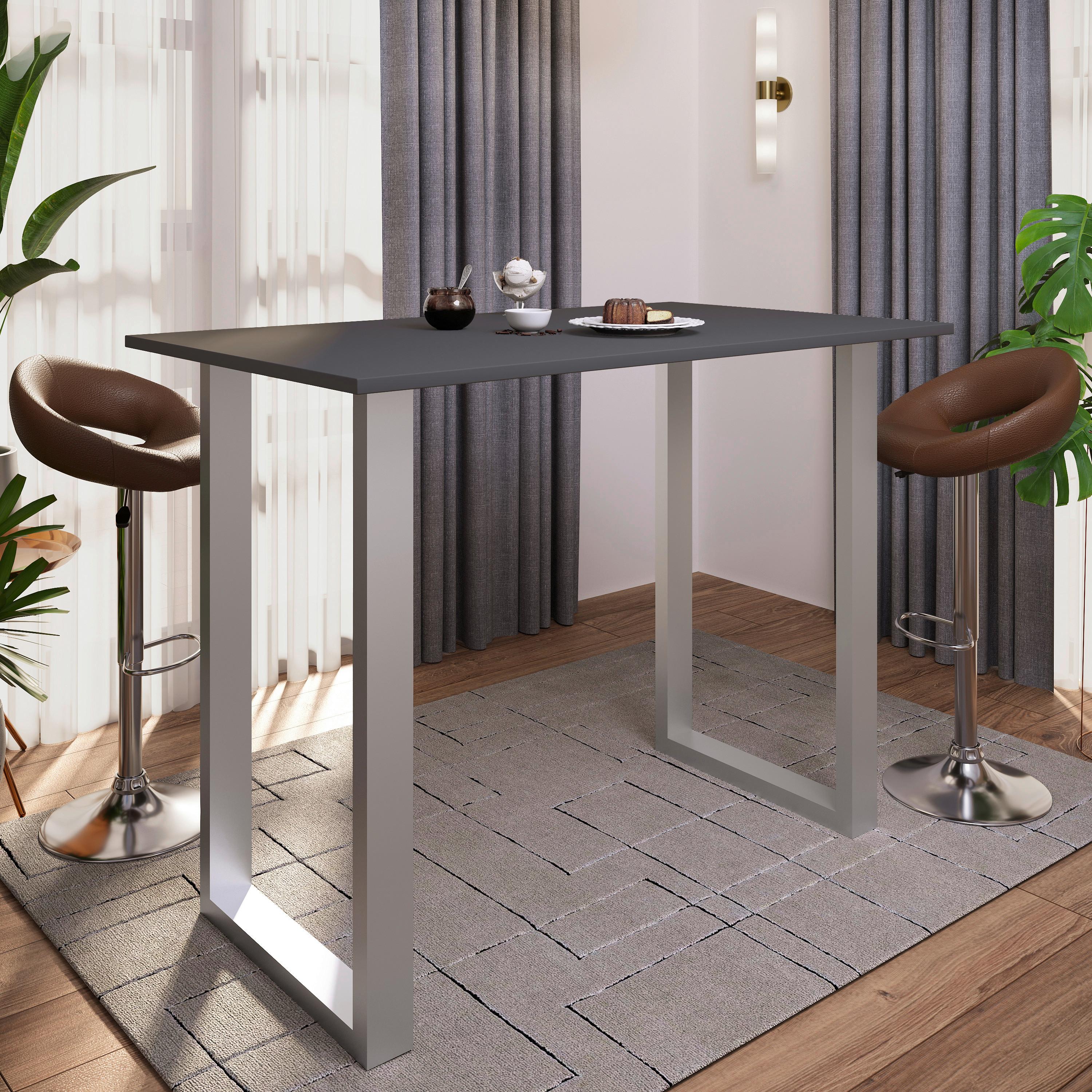 BARTISCH XONA B 140X80 - Anthrazit/Silberfarben, Konventionell, Holzwerkstoff/Metall (140/102/80cm)
