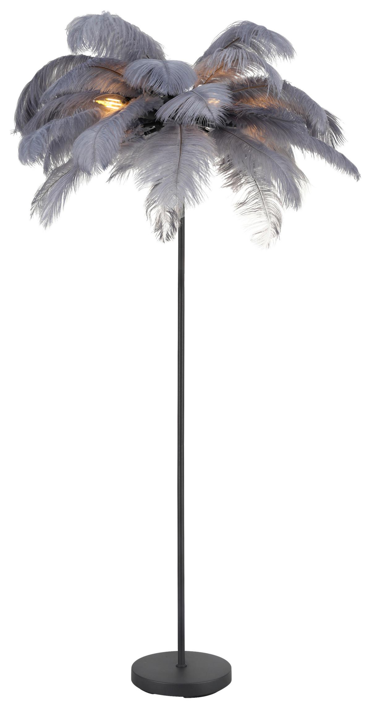 LAMPA STOJĄCA FEDI - czarny/szary, Modern, metal/tkanina (55/160cm)