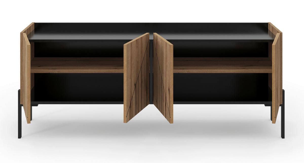 Nizka Omarica Neo, Barva Hrasta, Črna - črna/temni hrast, Design, kovina/leseni material (155/62/40cm) - Livetastic