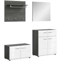 Garderobe Salsa 4-tlg. ca. 175x192x37 cm Weiß/Rauchs. - Weiß Hochglanz, Design, Glas/Holzwerkstoff (175/192/37cm) - MID.YOU