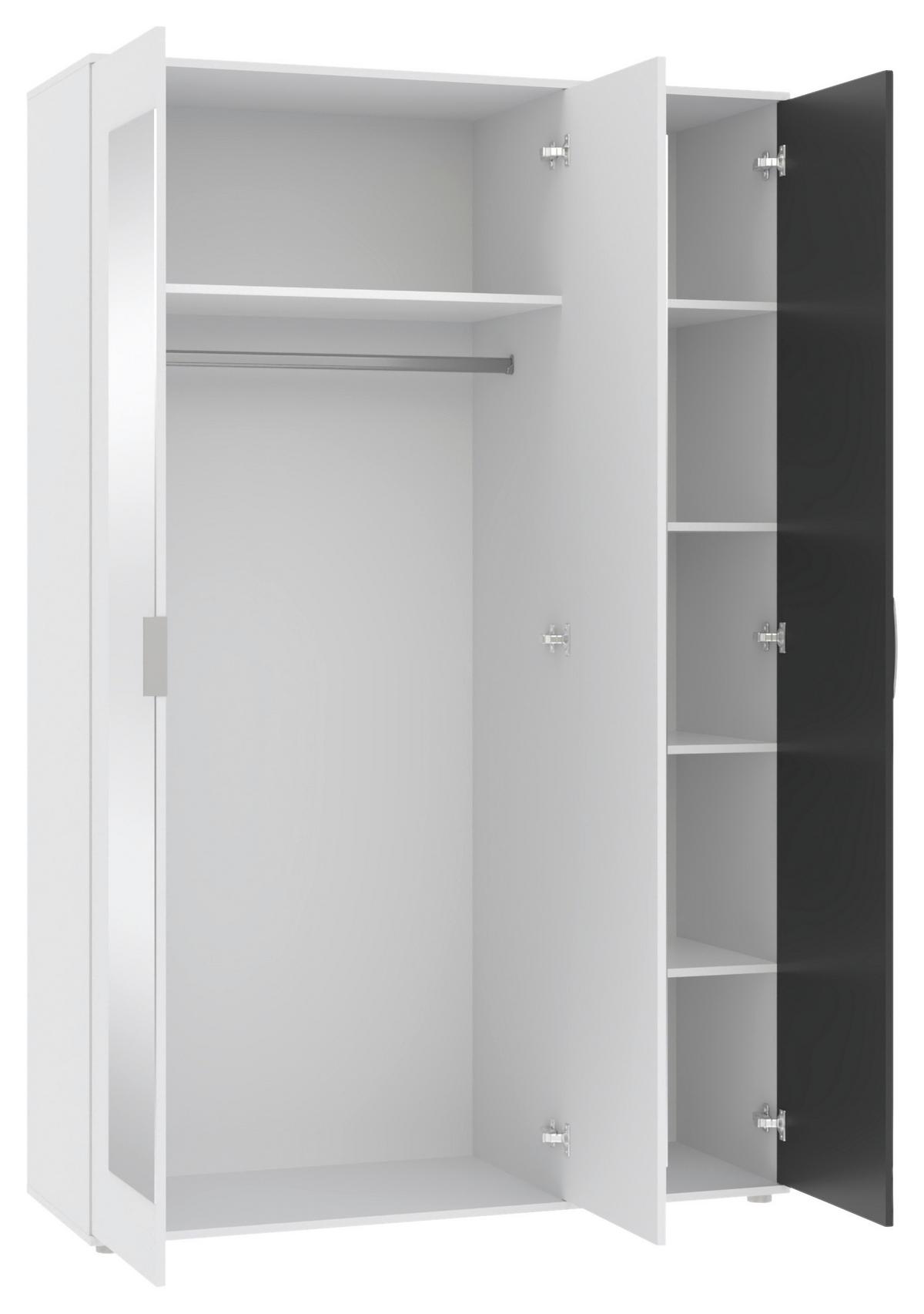 Drehtürenschrank Jan Anthrazit/Weiß - Chromfarben/Anthrazit, KONVENTIONELL, Glas/Holzwerkstoff (135/210/52cm) - Mömax