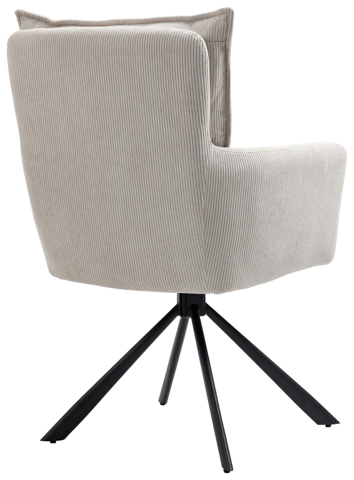 KRZESŁO Z PODŁOKIETNIKAMI POINT - beżowy, Design, metal/tkanina (60/95/67cm) - Novel