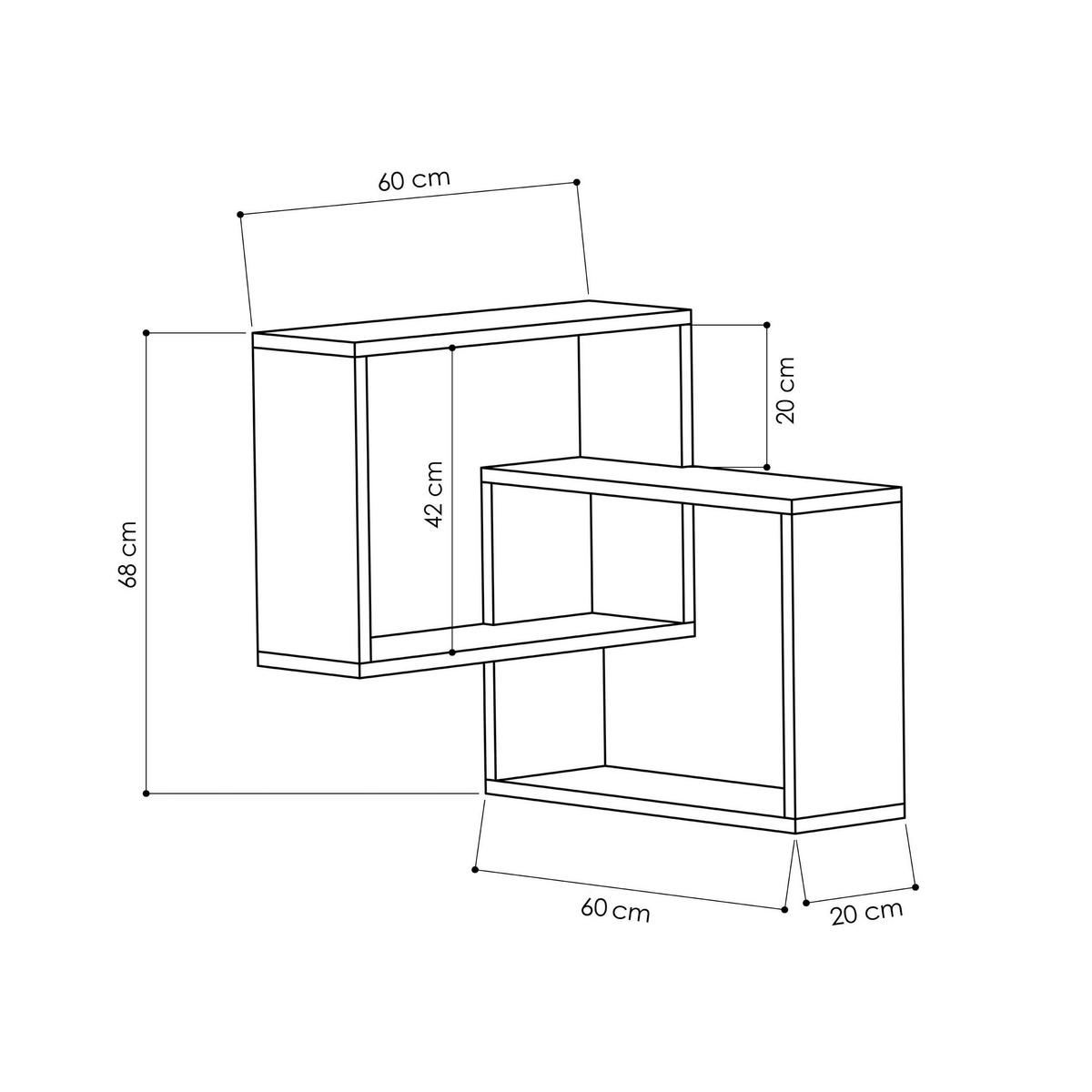 Eckregal RING Eichefarben ca. 60x68x20 cm - Eichefarben, Design, Holzwerkstoff (60/68/20cm) - Livetastic