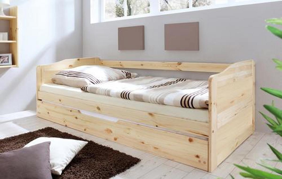 Ausziehbett Melinda ca. 204x96x63 cm Kiefer - Kieferfarben, Natur, Holz/Kunststoff (90/200cm) - MID.YOU