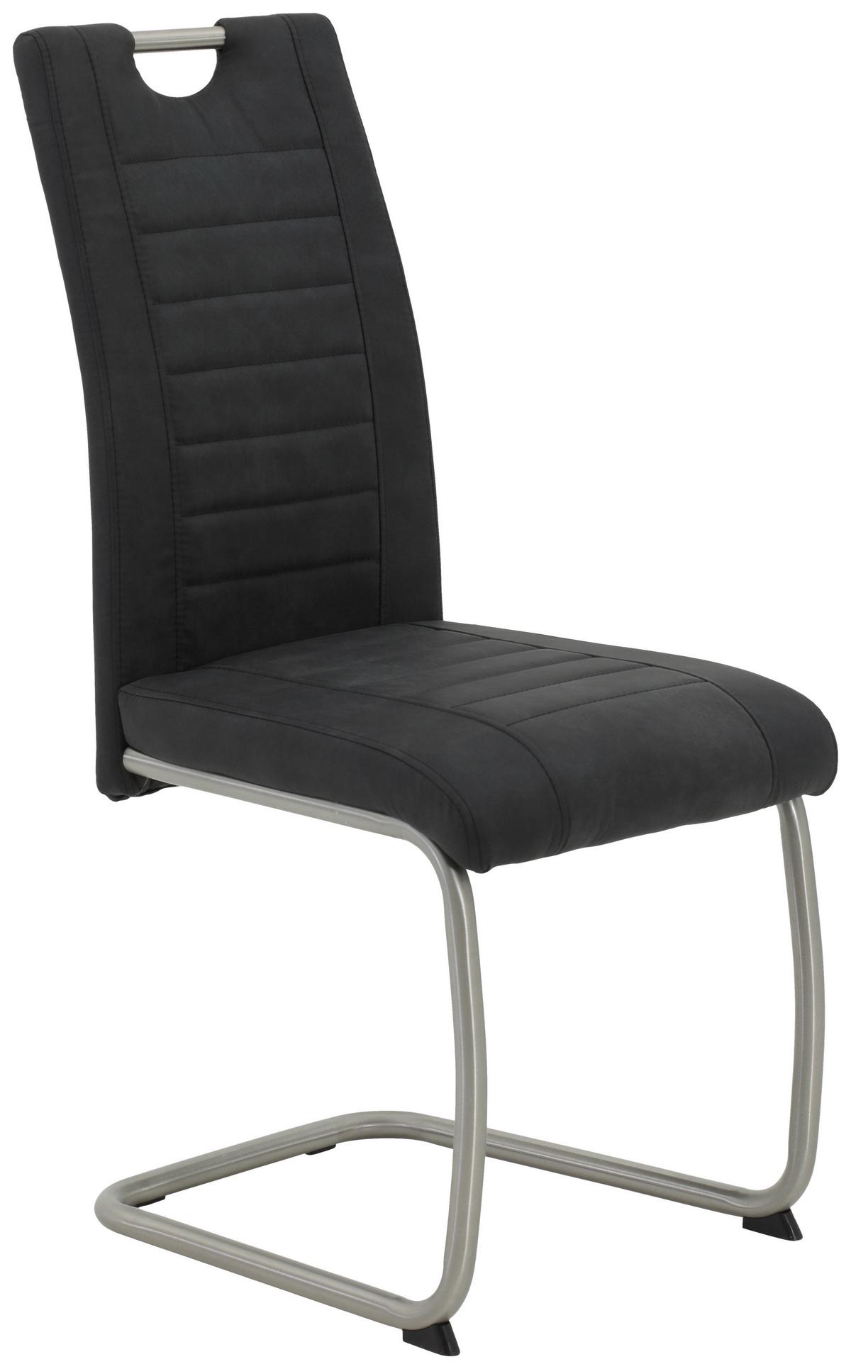 Schwingstuhl-Set ULLA S - Edelstahlfarben/Anthrazit, MODERN, Textil/Metall (43/98/59cm) - MID.YOU