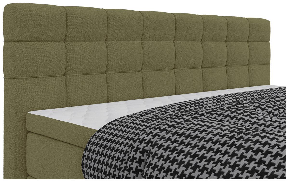 Boxspringbett Fano Grün ca. 200x200cm - Schwarz/Grün, Konventionell, Kunststoff/Textil (200/200cm) - Mömax