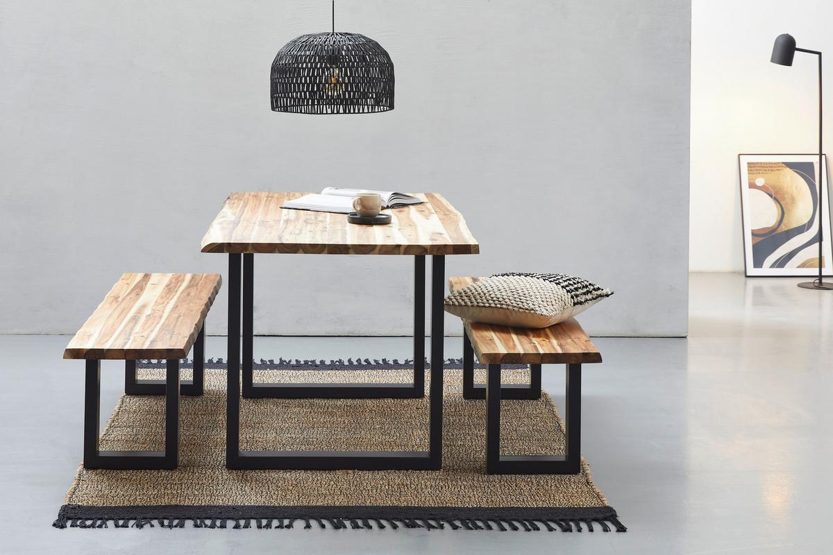 ŁAWKA KERALA - kolor akacjowy/czarny, Basics, metal/drewno (180/45/40cm) - MID.YOU