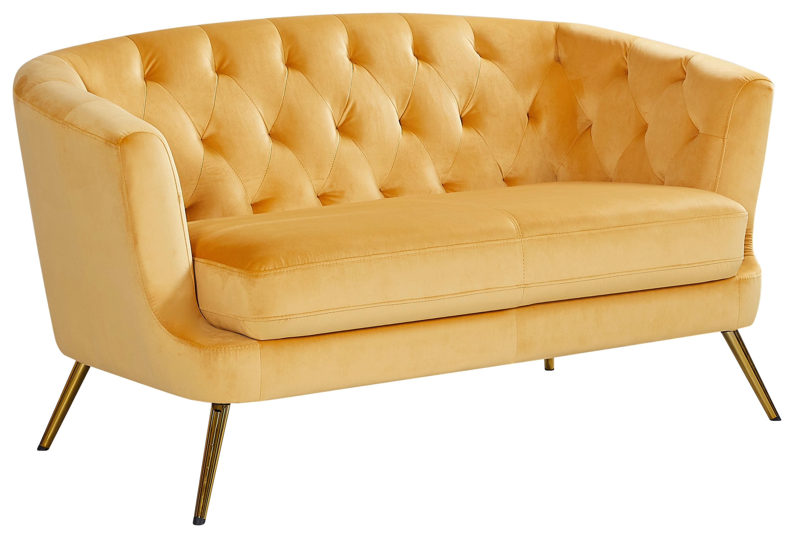 Dvosed Lita, Rumena, Žamet - zlate barve/rumena, Moderno, kovina/tekstil (150/78/83cm) - Ti'me