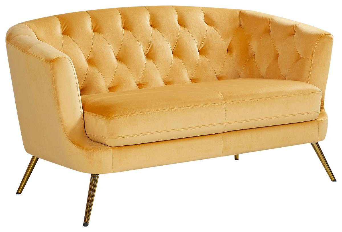 Dvosed Lita, Rumena, Žamet - zlate barve/rumena, Moderno, kovina/tekstil (150/78/83cm) - Ti'me