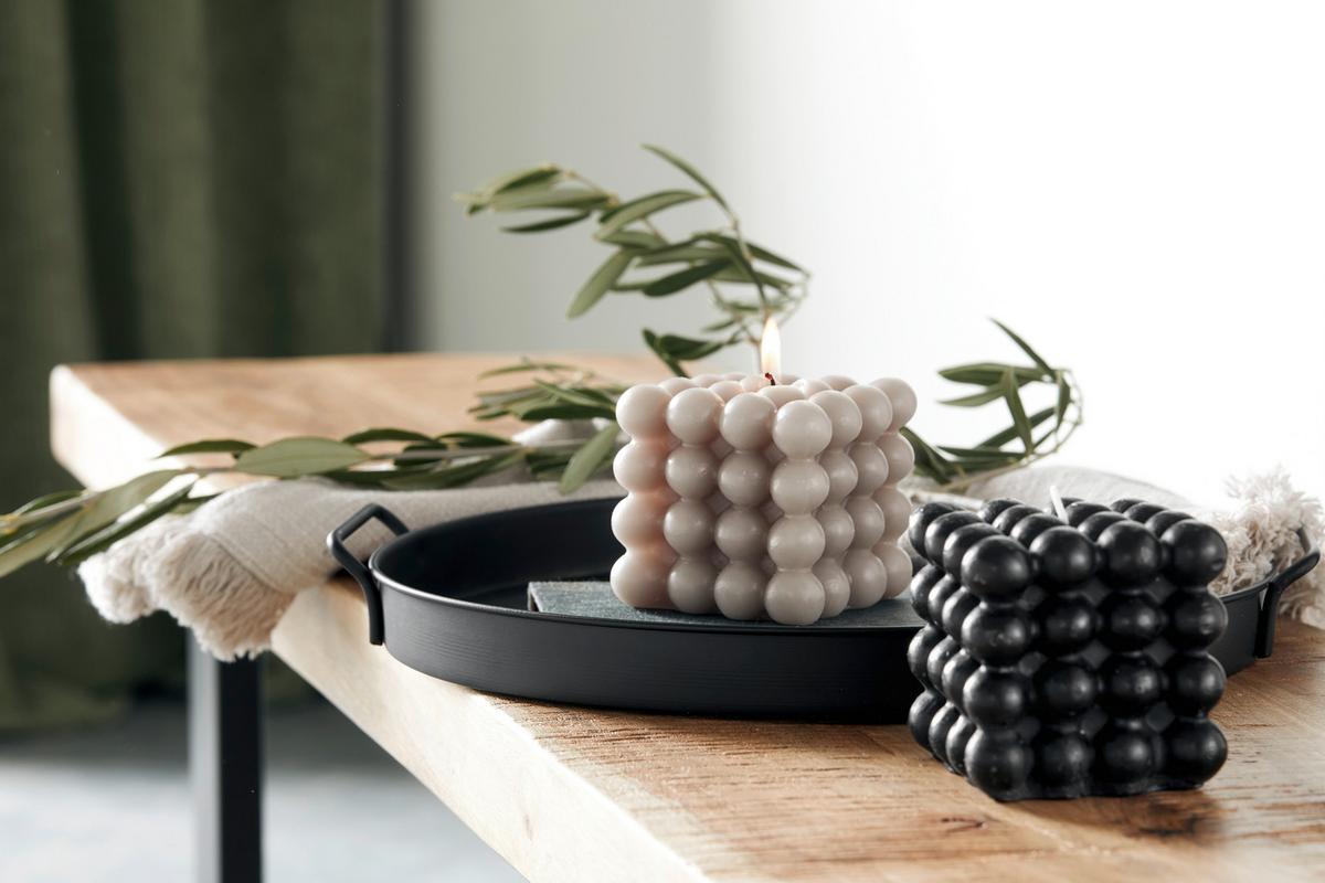 Kerze Bubble In Schwarz - Schwarz, Modern (8/7,5/8cm) - Modern Living