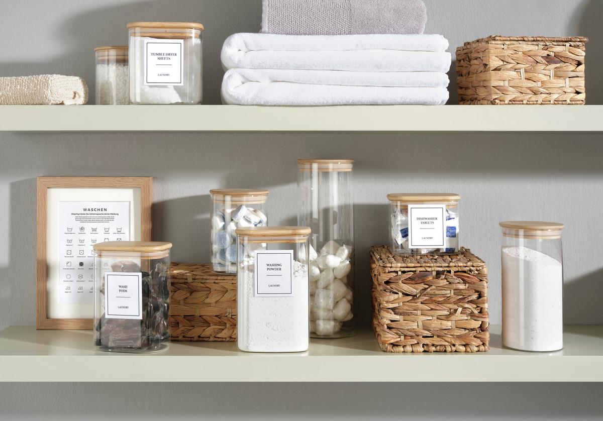 Vorratsdose Hedvig aus Glas Ø ca. 10cm - Naturfarben, Glas/Holz (10/19cm) - Zandiara