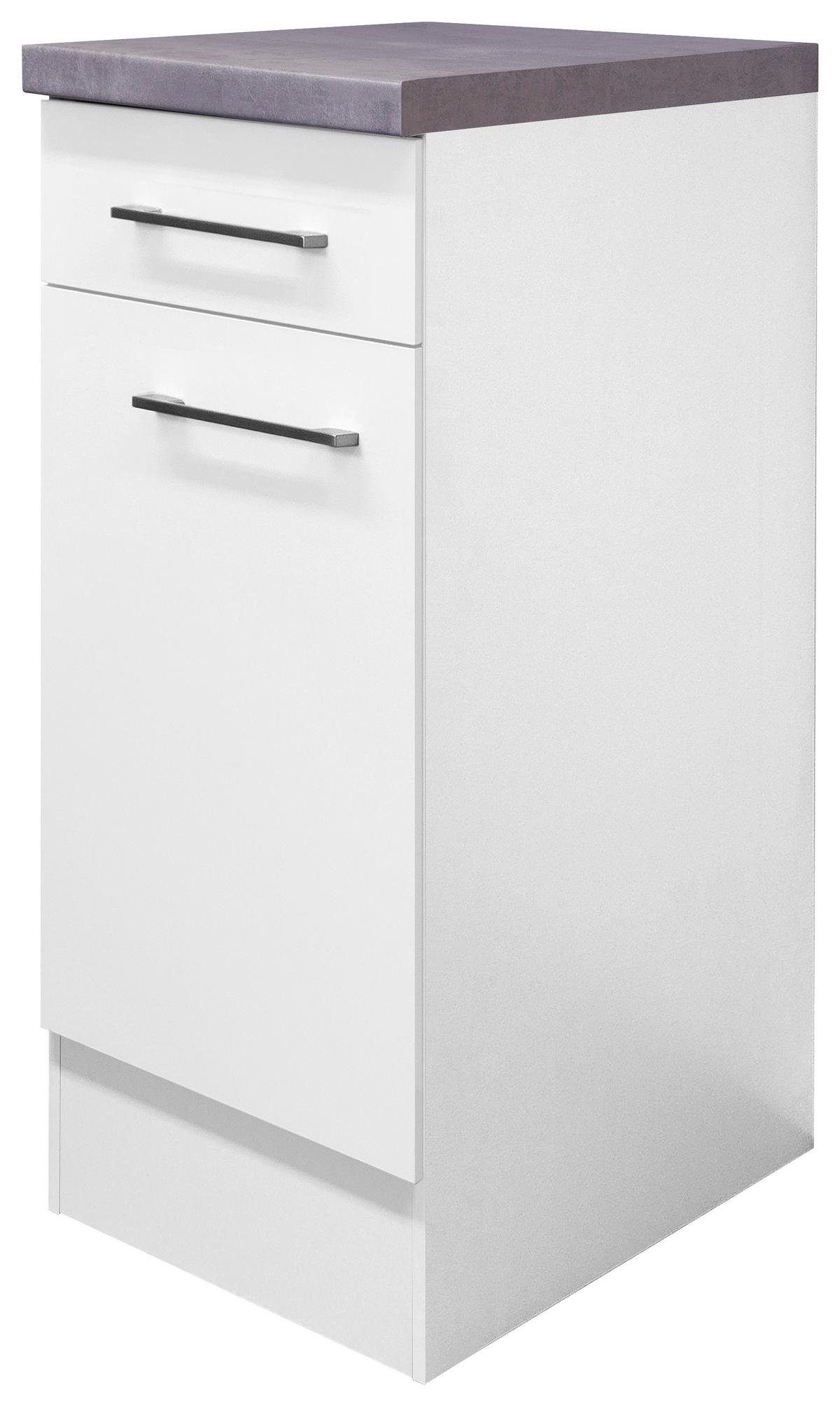 Küchenunterschrank Weiß - Edelstahlfarben/Weiß, MODERN, Holzwerkstoff/Metall (30/86/60cm) - FlexWell