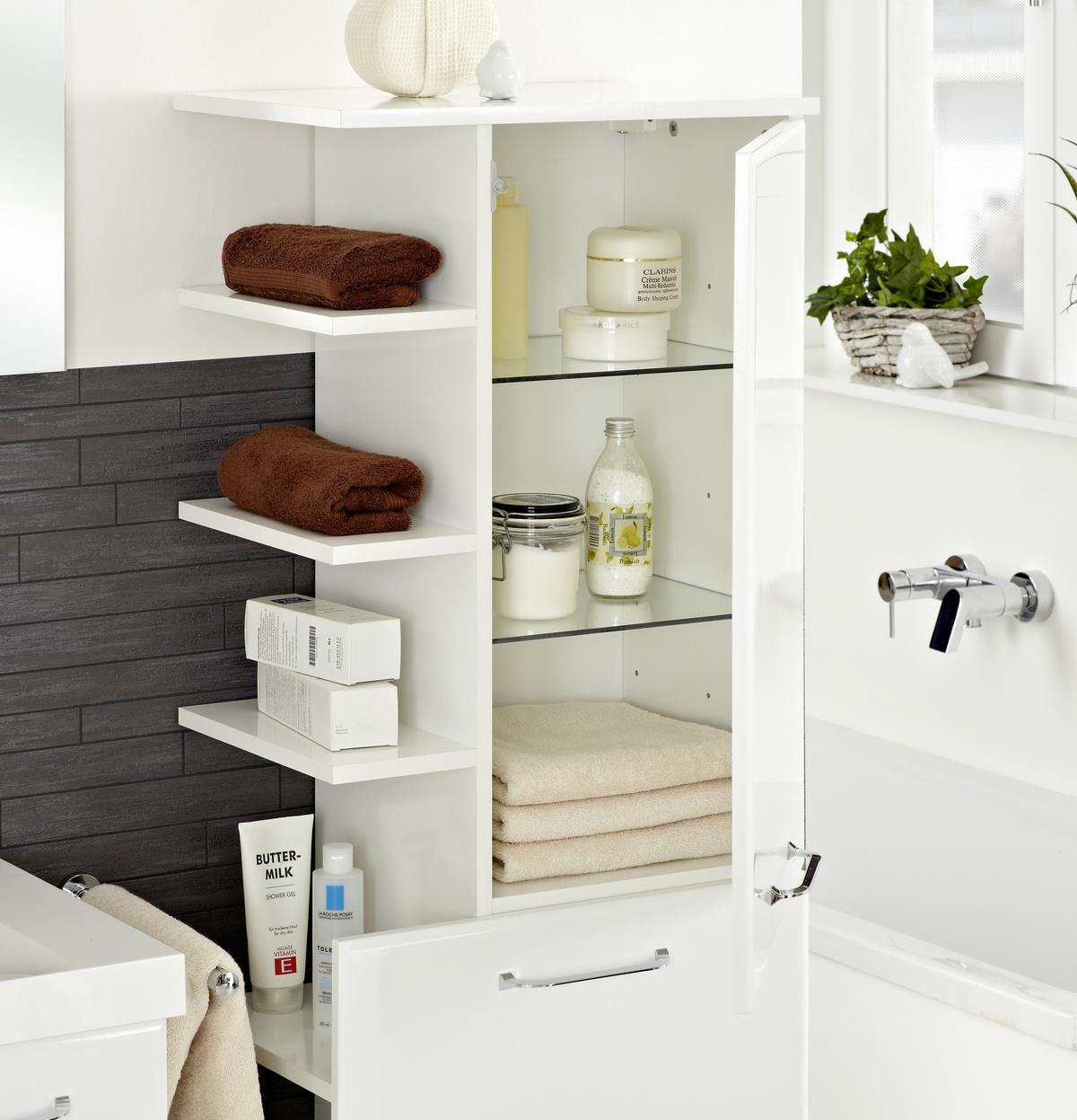 Fürdő Midiszekrény Filo Weiss - krómszínű/fehér, Modern, faalapú anyag (50/123/33cm)