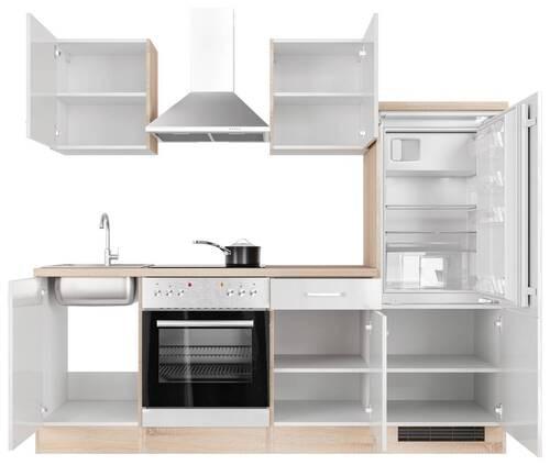 Kuhinjski Blok Valero, Bela - barve nerjavečega jekla/bela, Moderno, kovina/leseni material (220cm) - FlexWell