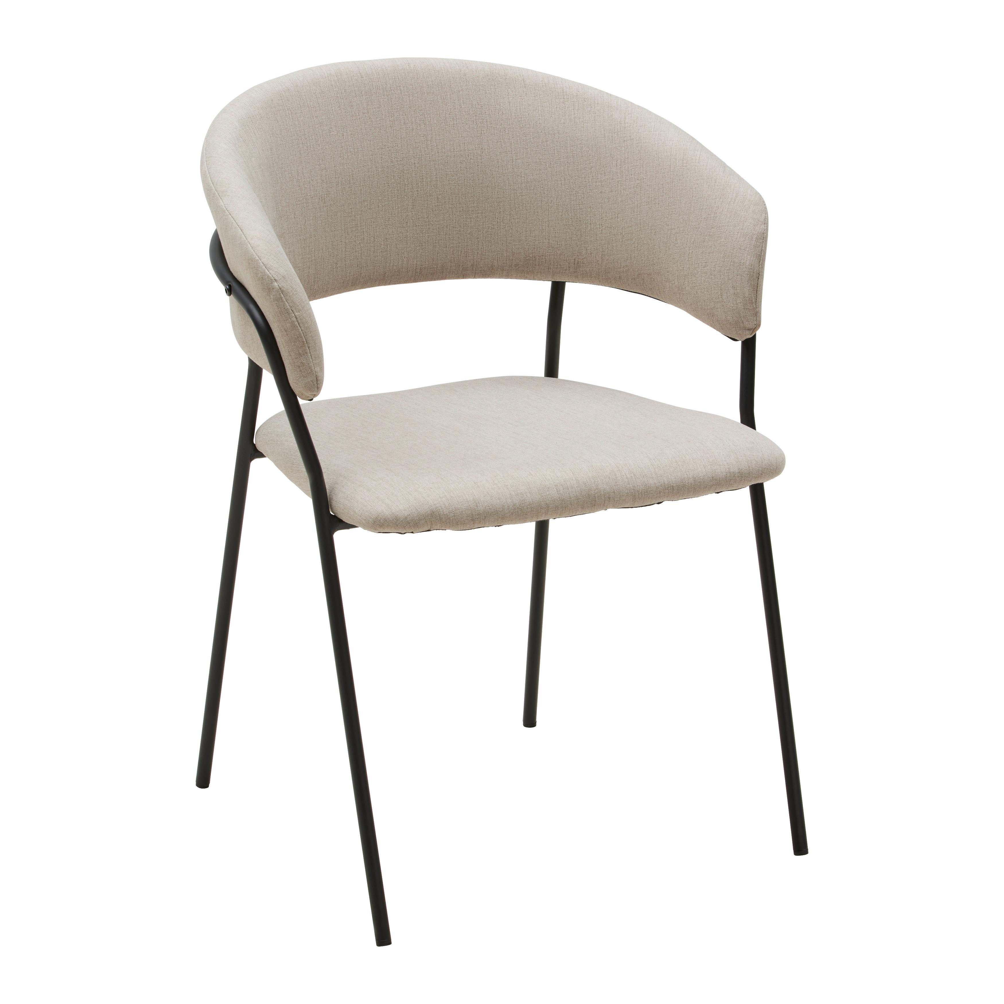 Armlehnstuhl Alice in Beige - Beige/Schwarz, Design, Holz/Textil (53/80/59cm) - Based