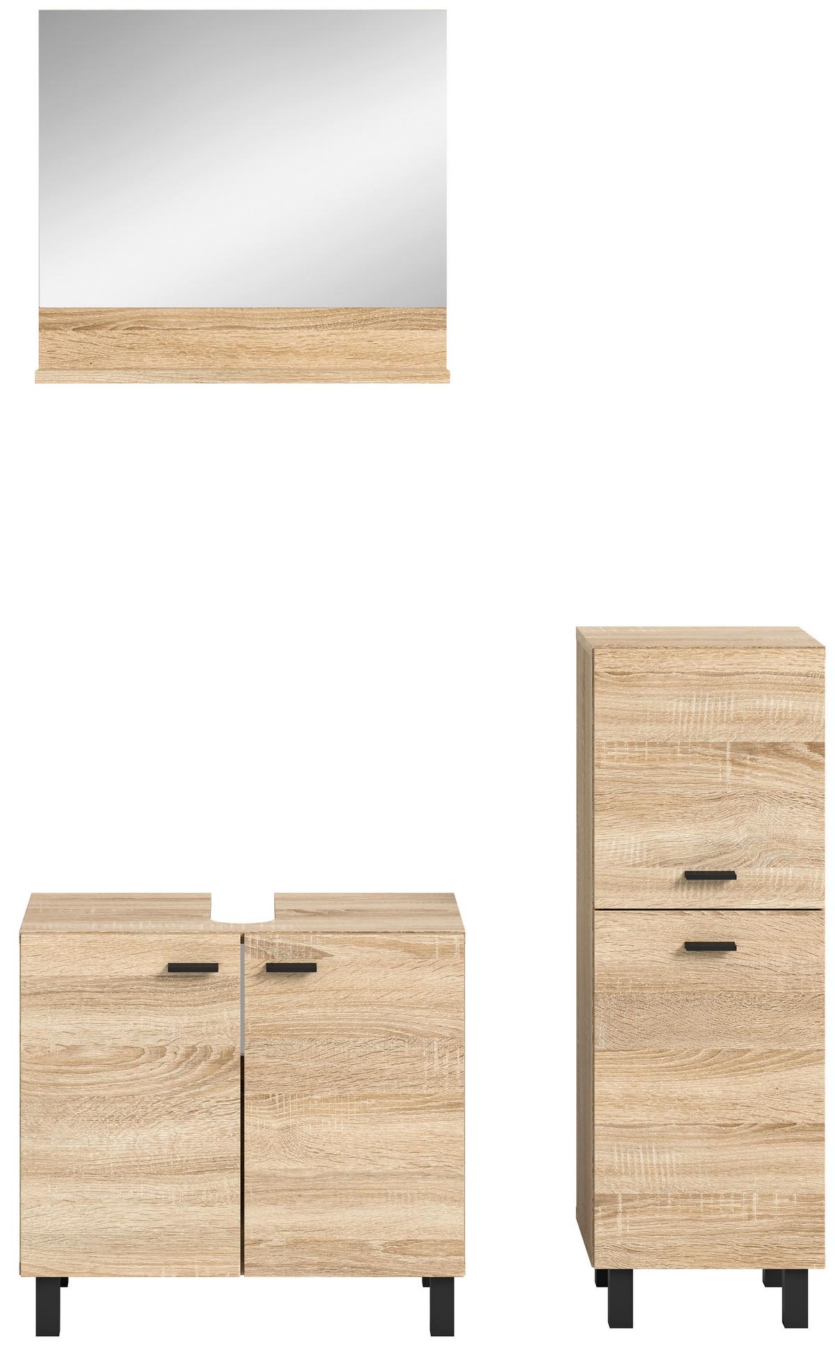 Kopalnica Boston, Hrast - črna/hrast sonoma, Moderno, umetna masa/steklo (87cm) - MID.YOU