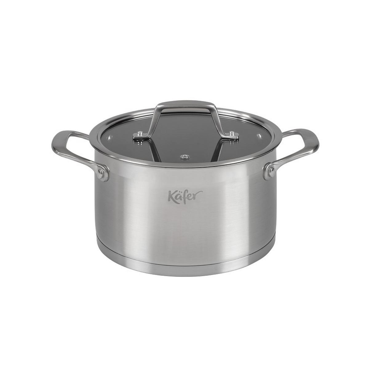 Főzőedény 4484-Ka - nemesacélszínű, Basics, üveg/fém (20cm) - Käfer