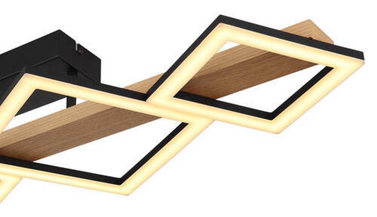 Stropna Led-svetilka Dustin, S Sijalko - črna/temno rjava, Natur, kovina/umetna masa (92/30/13cm) - Globo
