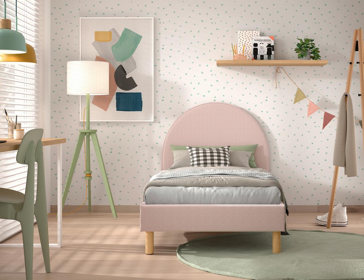 Kinder-/Juniorbett Moon ca. 90x200 cm Rosa - Naturfarben/Rosa, ROMANTIK / LANDHAUS, Holz/Textil (90/200cm) - MID.YOU