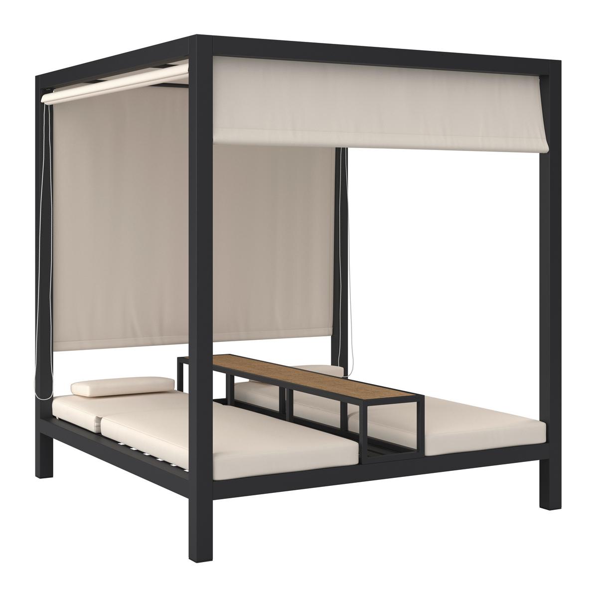 Sonneninsel Felipa Beige Metall/Outdoorstoff +Abdeckung - Dunkelgrau/Beige, MODERN, Kunststoff/Textil - Bessagi Garden