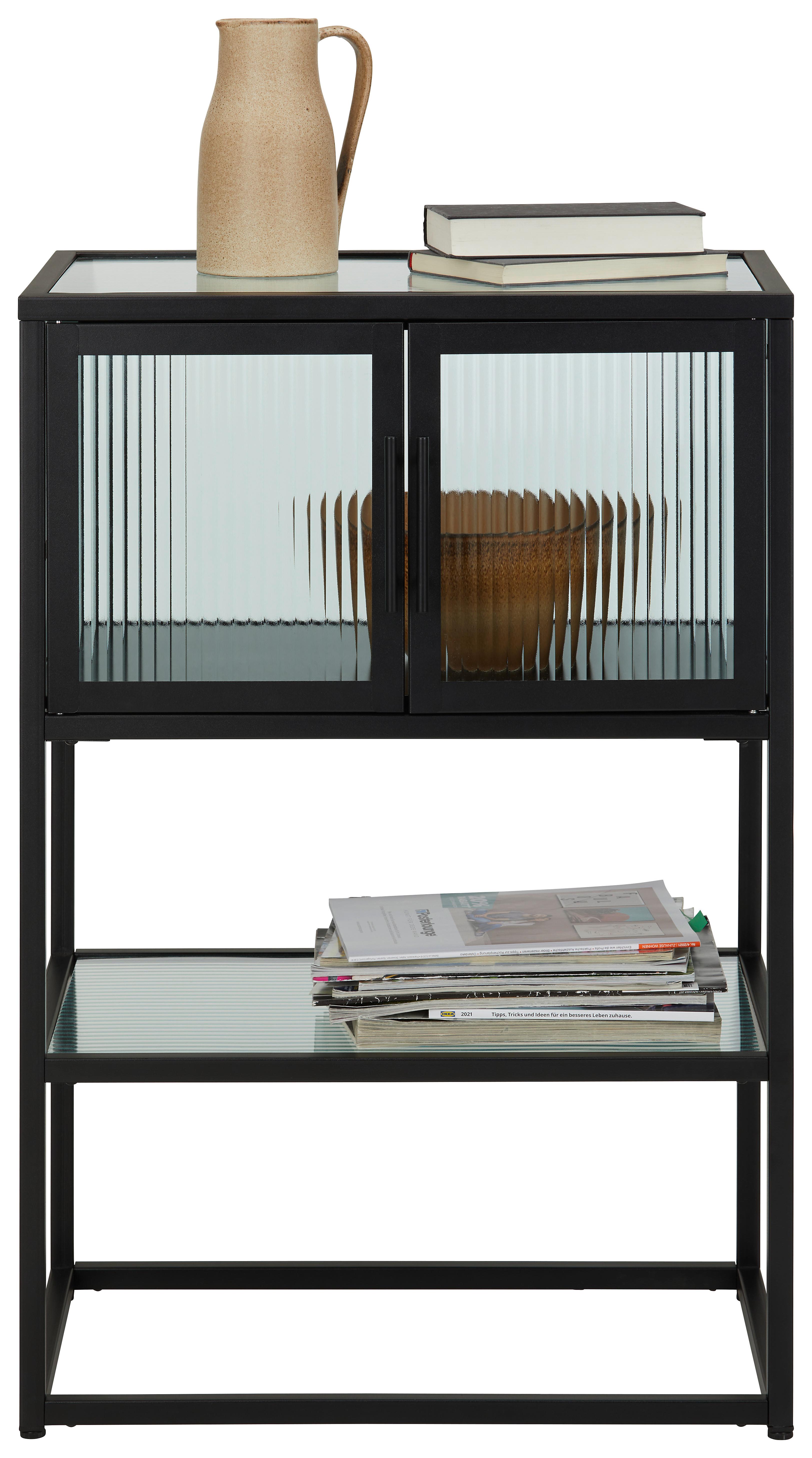 Kommode in Schwarz - Klar/Schwarz, MODERN, Glas/Metall (60/90/38cm) - Modern Living