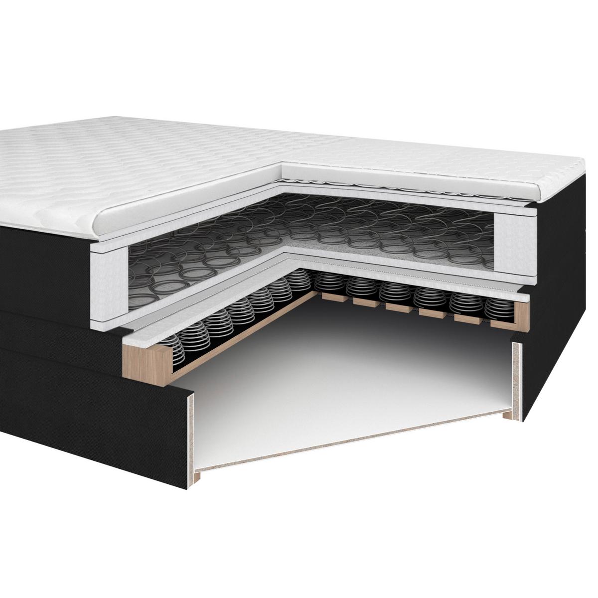 Boxspringbett Aria ca. 180x200 cm Dunkelgrau mit Topper - Dunkelgrau/Schwarz, MODERN, Holz/Kunststoff (180/200cm) - Bessagi Home