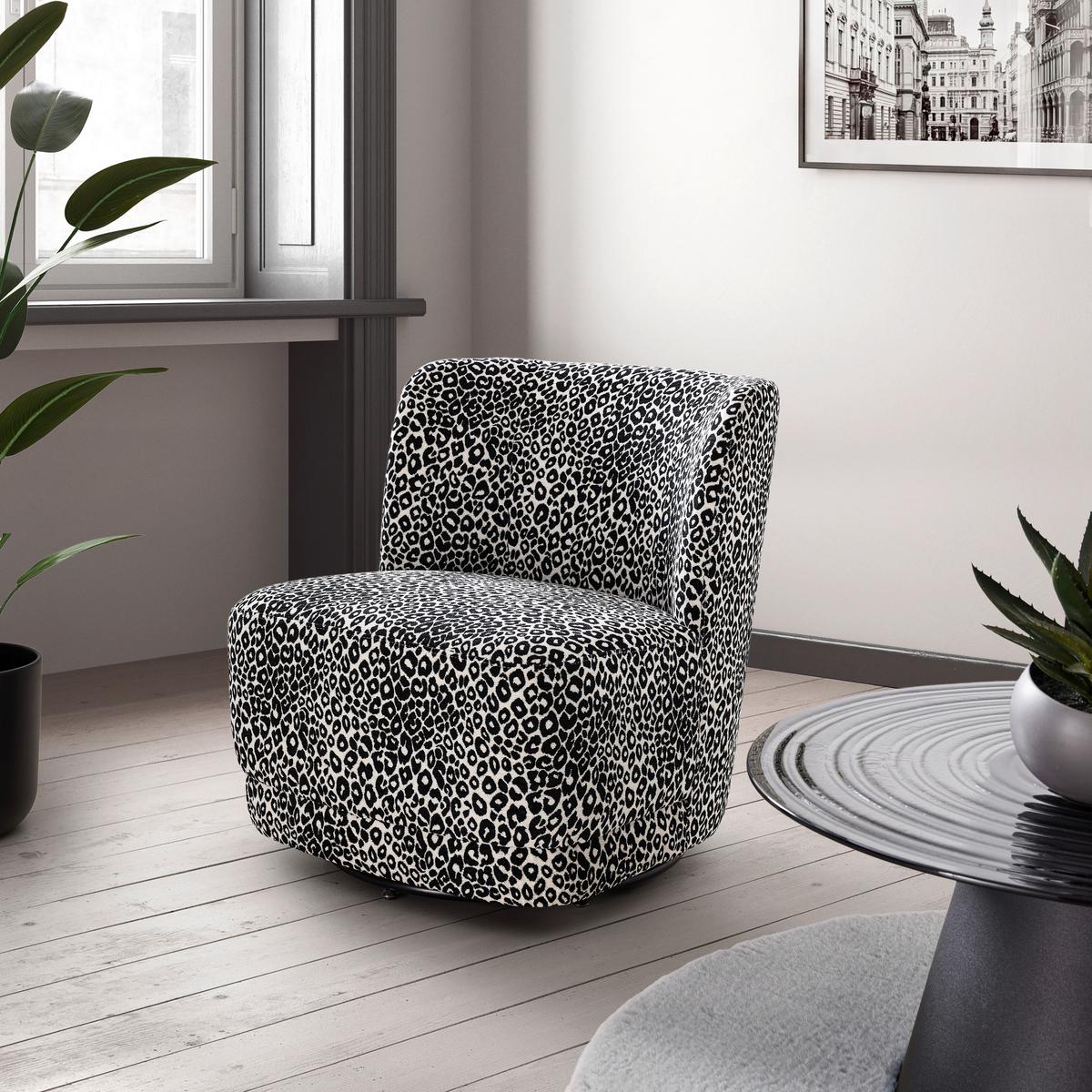 Designsessel Baca Schwarz/Weiß drehbar - Schwarz/Weiß, LIFESTYLE, Holz/Textil (66/75/72cm) - Mömax