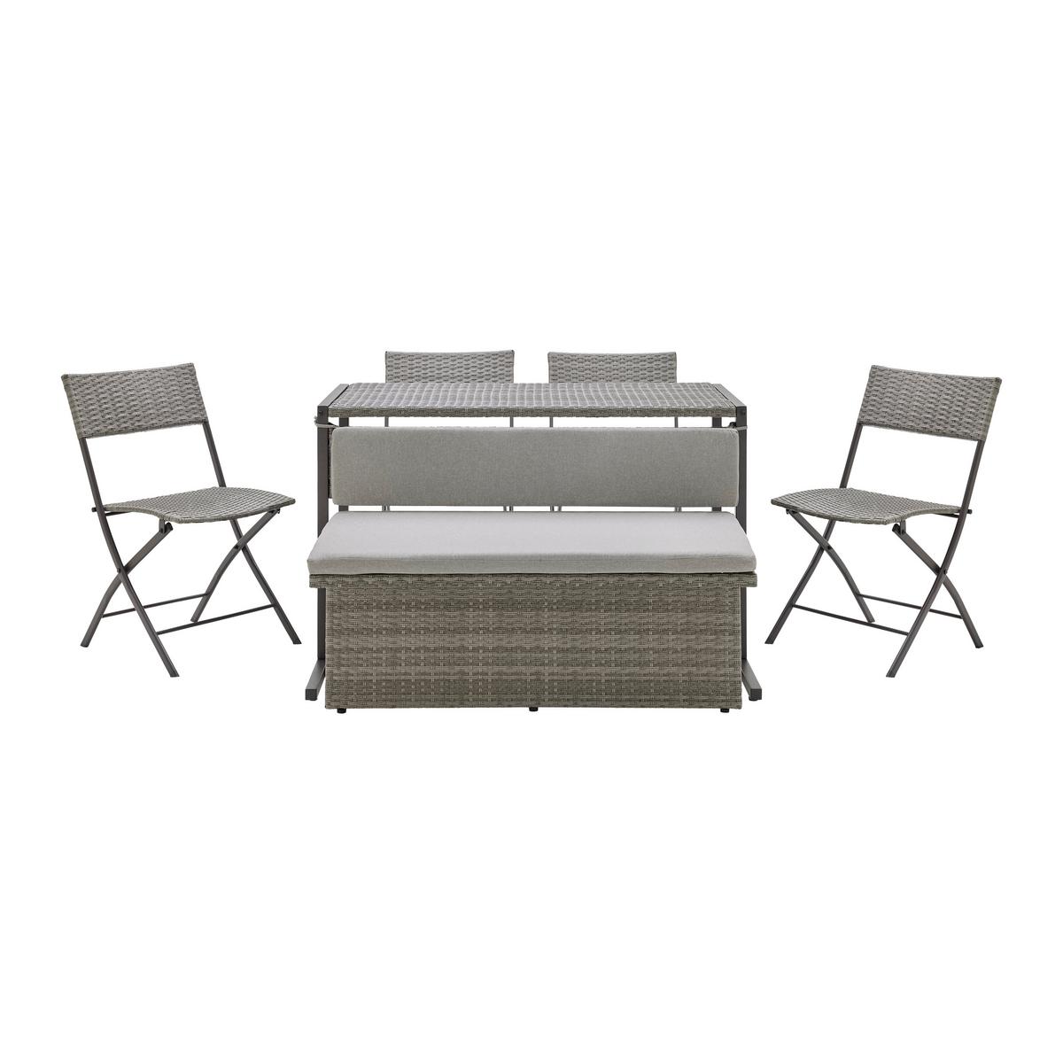 Balkonszett Mario Ii. - szürkésbarna, Modern, műanyag/textil (120/75/105cm) - Bessagi Garden