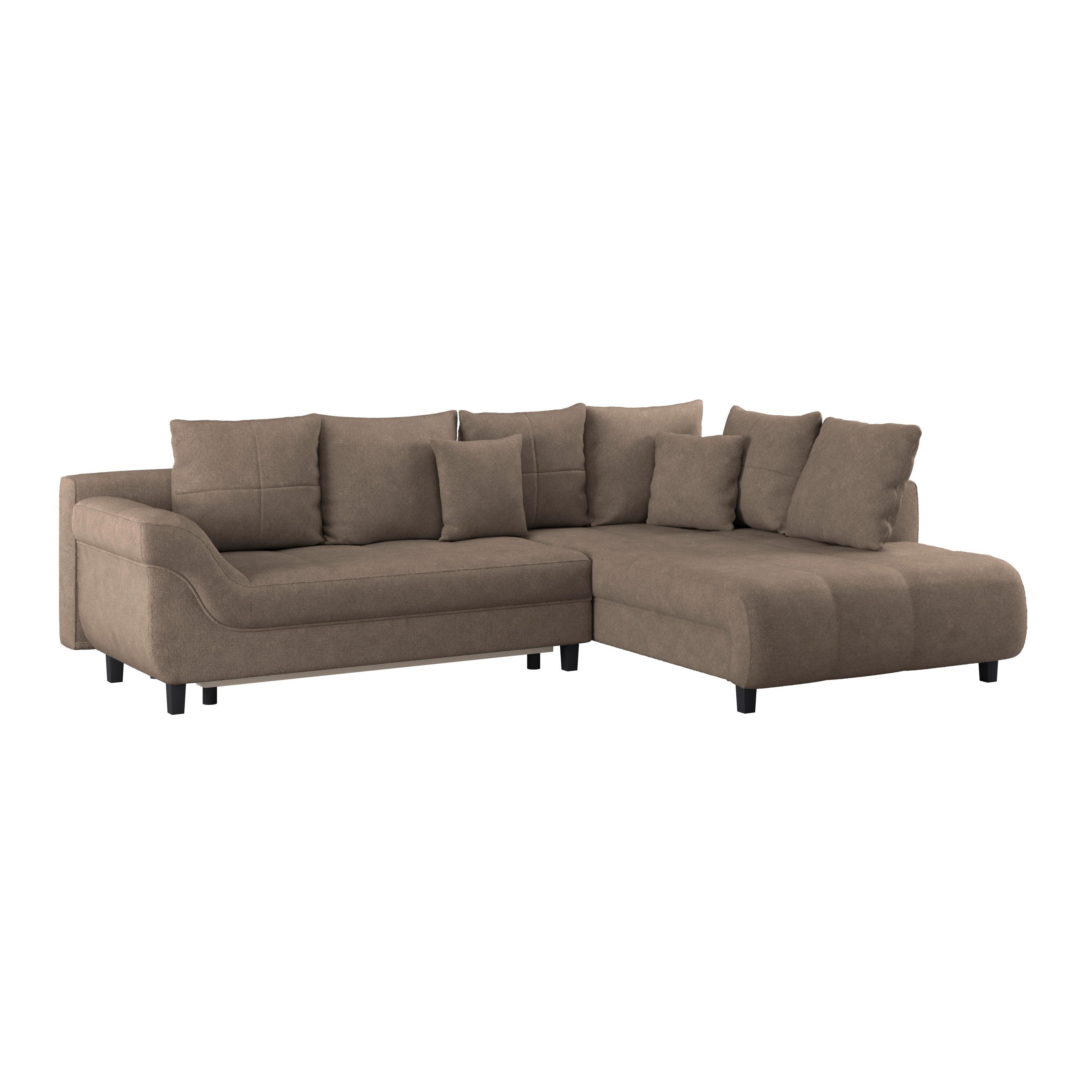 Kutna Garnitura Mendoza - siva/smeđa, Design, tekstil/drvo (309/197cm) - Modern Living