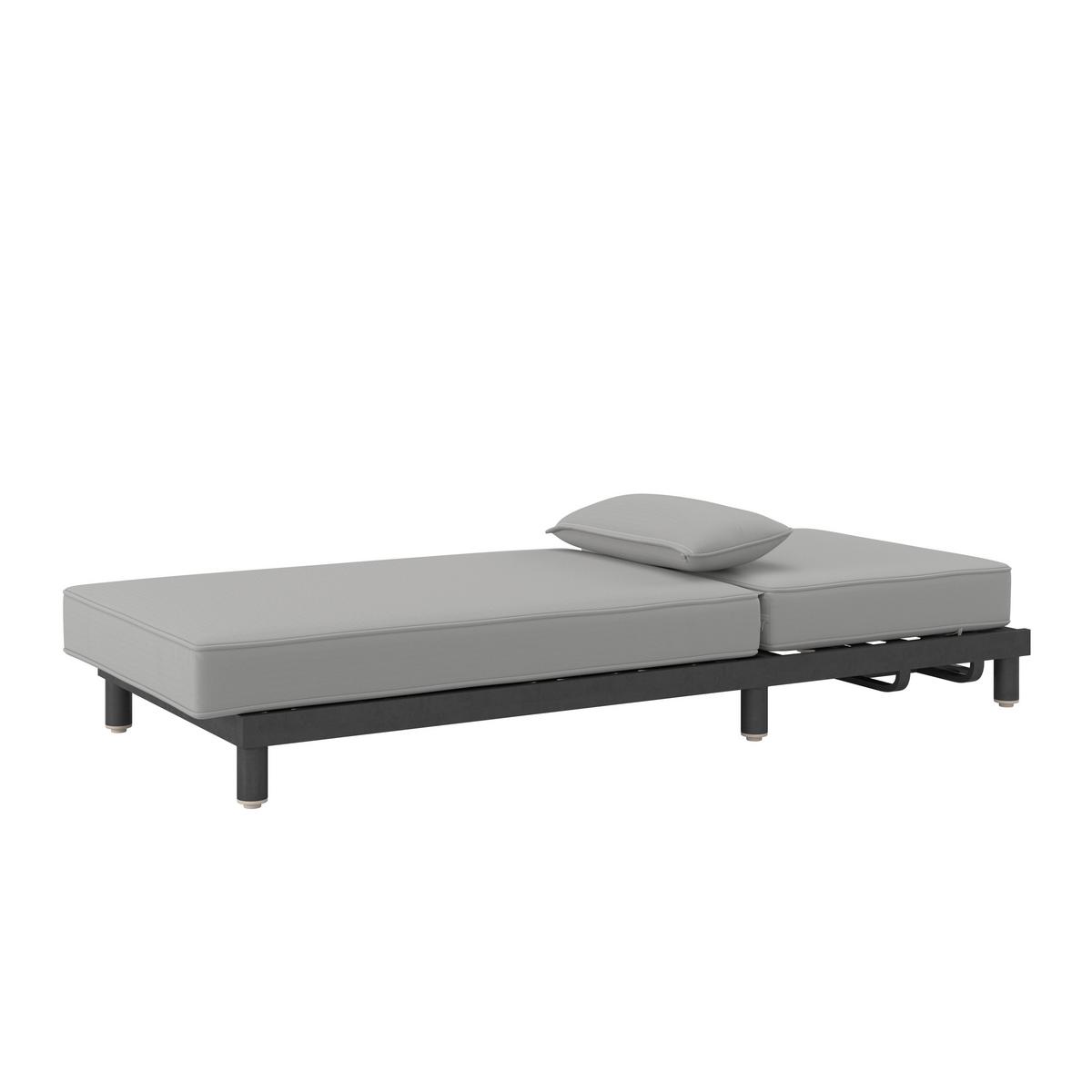 Gartenliege Marina Grau Outdoorstoff/Metall +Abdeckung - Grau, MODERN, Textil/Metall (195/30/84cm) - Bessagi Garden