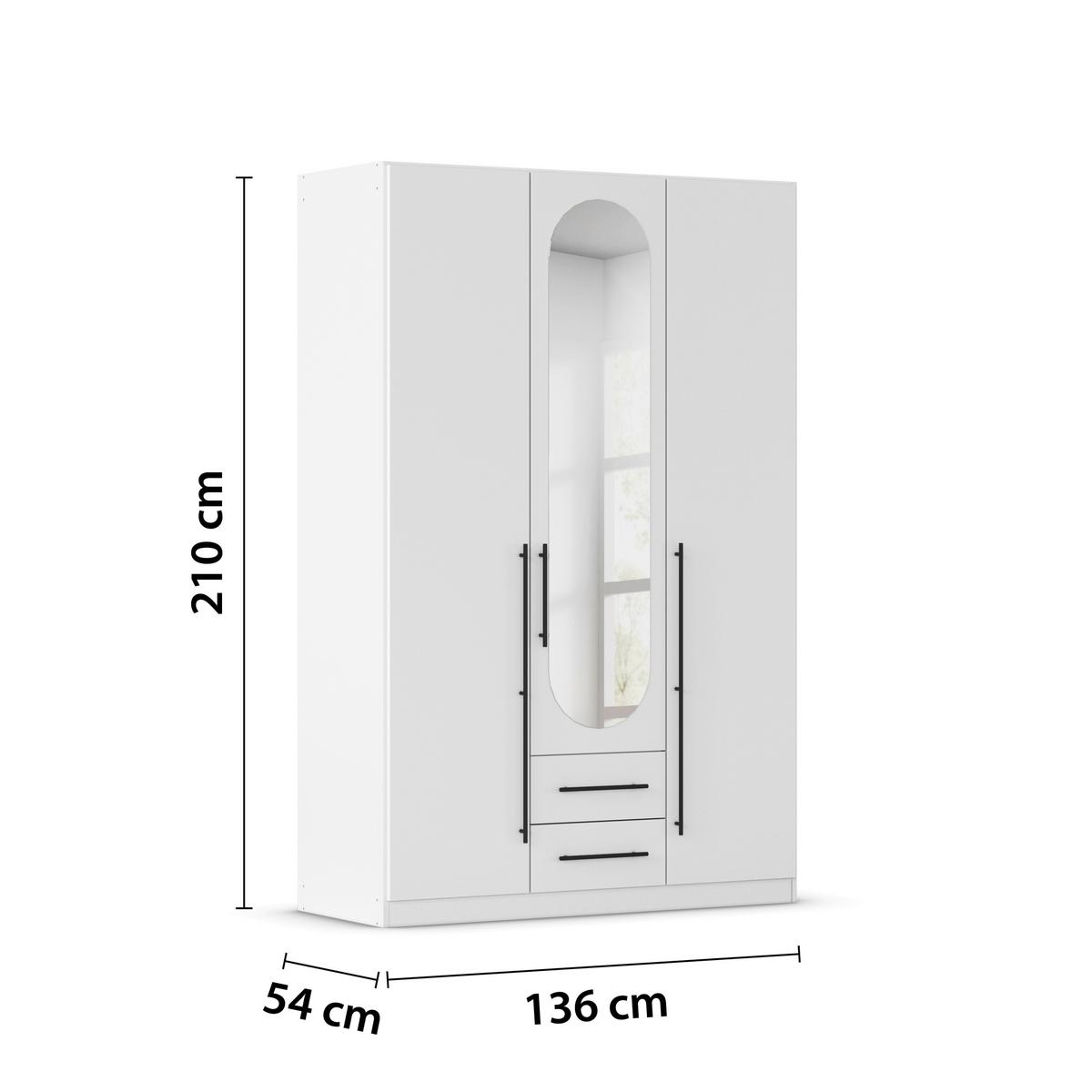 Dulap cu uși rotative VELORA - alb, Konventionell, material pe bază de lemn (136/210/54cm) - Mömax