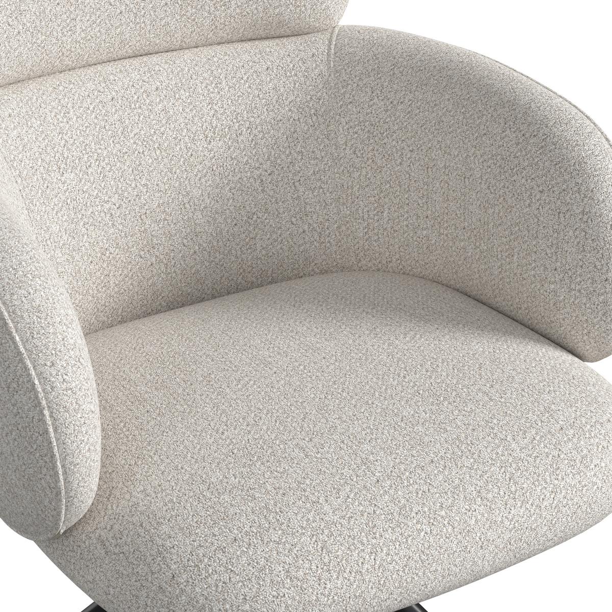 Armlehnstuhl Liora Creme Webstoff Drehbar Gepolstert - Creme/Schwarz, MODERN, Textil/Metall (58/84/61cm) - Bessagi Home