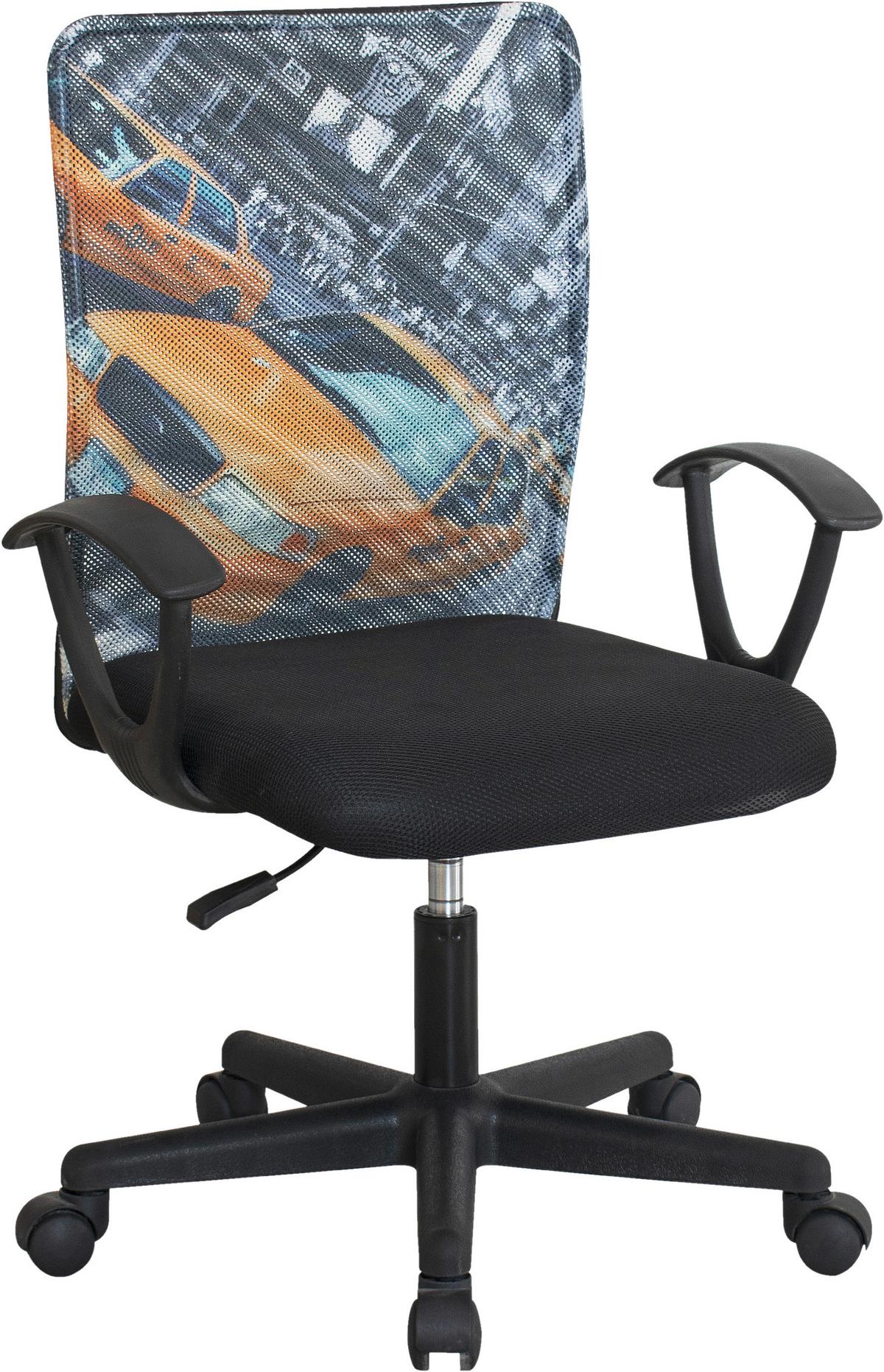 Drehstuhl New York Schwarz/Multicolor - Multicolor/Schwarz, MODERN, Kunststoff/Textil (60/86-96/60cm) - Mömax