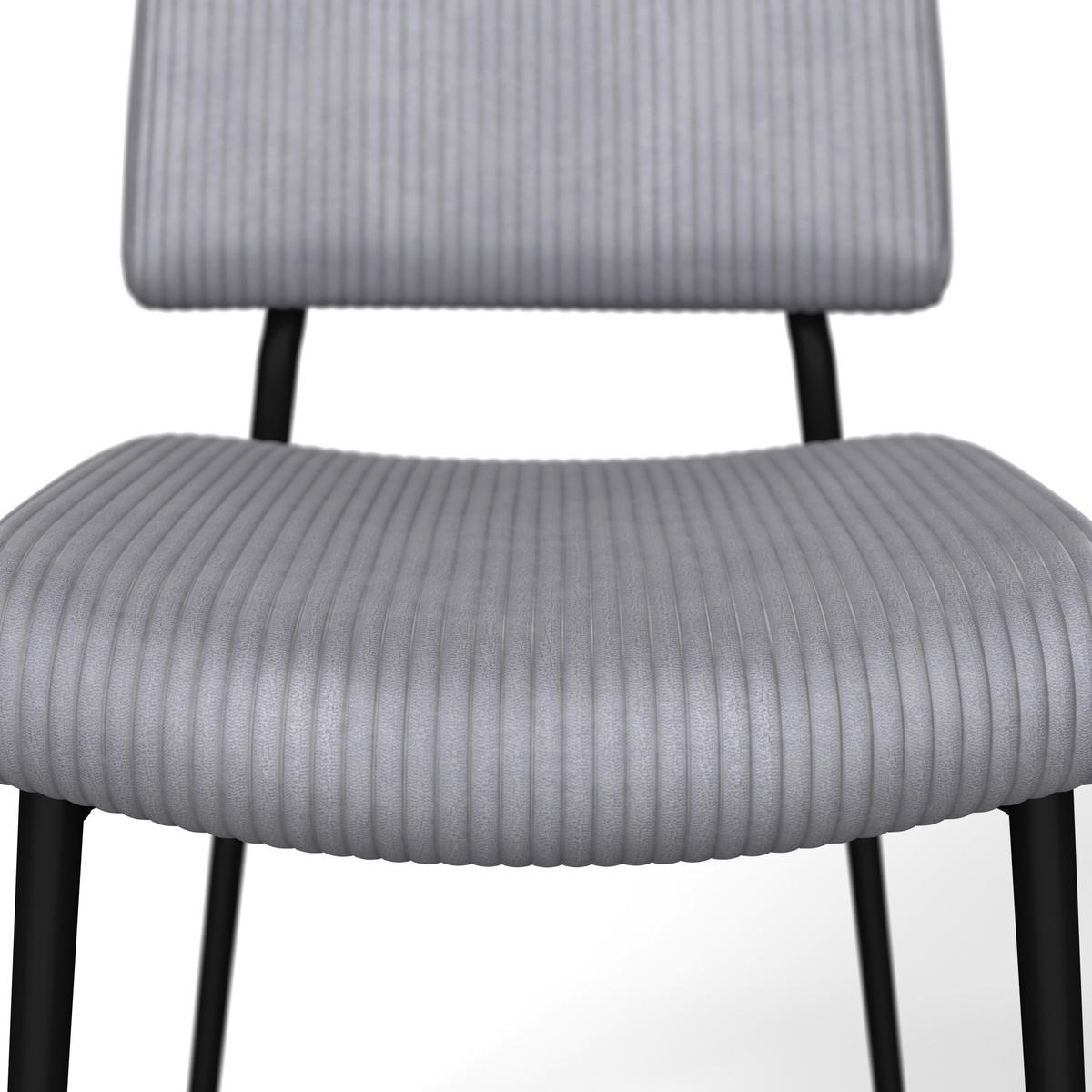 Stol Elia, Siva, Rebrasti Žamet - siva/črna, Moderno, kovina/tekstil (56/85/47cm) - Bessagi Home