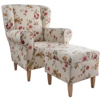 Sesselset Asino Beige/Rot Webstoff - Beige/Rot, KONVENTIONELL, Holz/Textil (80/102/86cm) - Livetastic