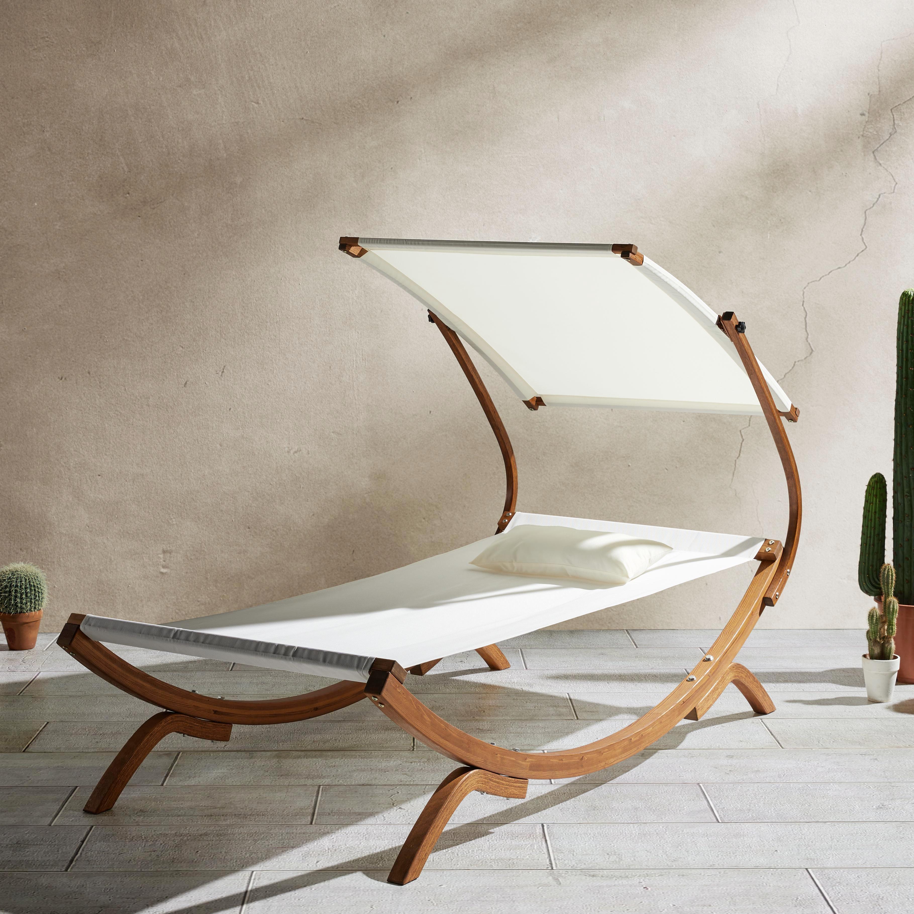 Gartenliege Curtys aus Lärchenholz - Lärchefarben/Naturfarben, MODERN, Holz/Textil (224/108/150cm) - Bessagi Garden