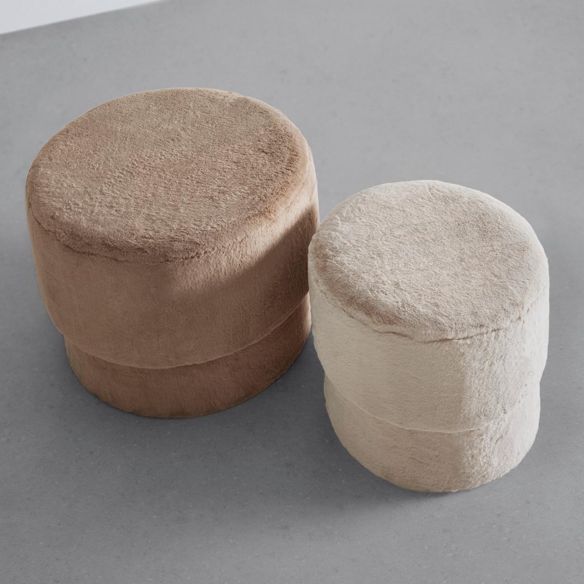 Set Taburejev Susa, Rjavosiva, Bež, 2 Kos - rjavosiva/bež, Romantika, tekstil/leseni material (56/40/56/40/42/38cm) - Premium Living