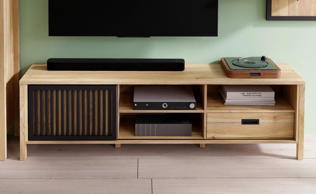 TV-Element Jytana Schwarz/Eichefarben - Eichefarben/Schwarz, Modern, Holzwerkstoff (174,8/49,9/40,2cm) - Premium Living