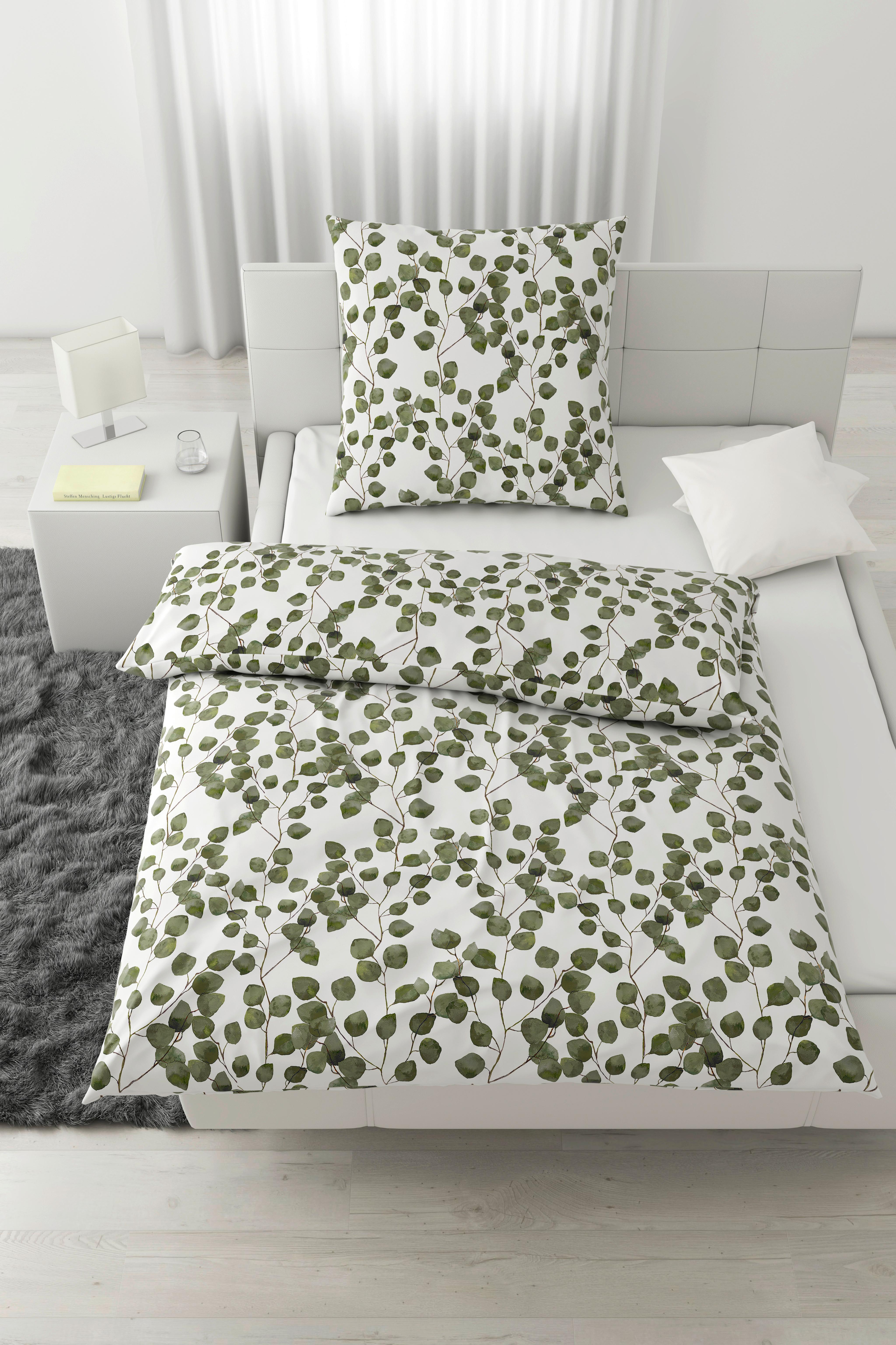 Bettwäsche Bio-Sophia Design Grün/Weiß ca. 135x200cm - Weiß/Grün, Natur, Textil (135/200cm) - ecoTree