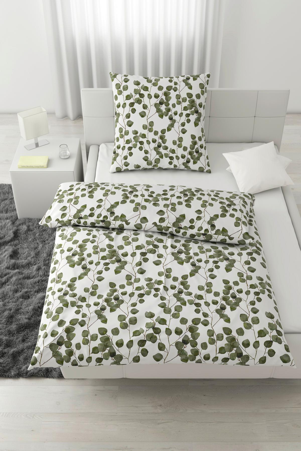 Bettwäsche Bio-Sophia Design Grün/Weiß ca. 135x200cm - Weiß/Grün, Natur, Textil (135/200cm) - ecoTree