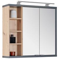 Element S Ogledalom Camillo - hrast Artisan/boje kroma, Moderno, staklo/drvni materijal (80/74/20cm)