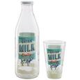 Milchflasche Milky inkl. Trinkglas - Blau/Rot, Glas - Mömax modern living Milchflasche Milky inkl. Trinkglas - Blau/Rot, Glas - Mömax modern living
