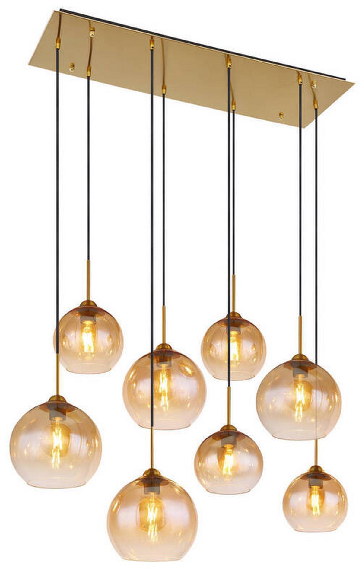 Hängeleuchte Jamessa Messingfarben max. 60 Watt - Klar/Messingfarben, Design, Glas/Metall (106/46/150cm) - Globo