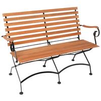 Gartenbank Schlossgarten Natur/Schwarz aus Eukalyptus - Naturfarben, ROMANTIK / LANDHAUS, Holz/Metall (125/58/85cm) - Gardenson