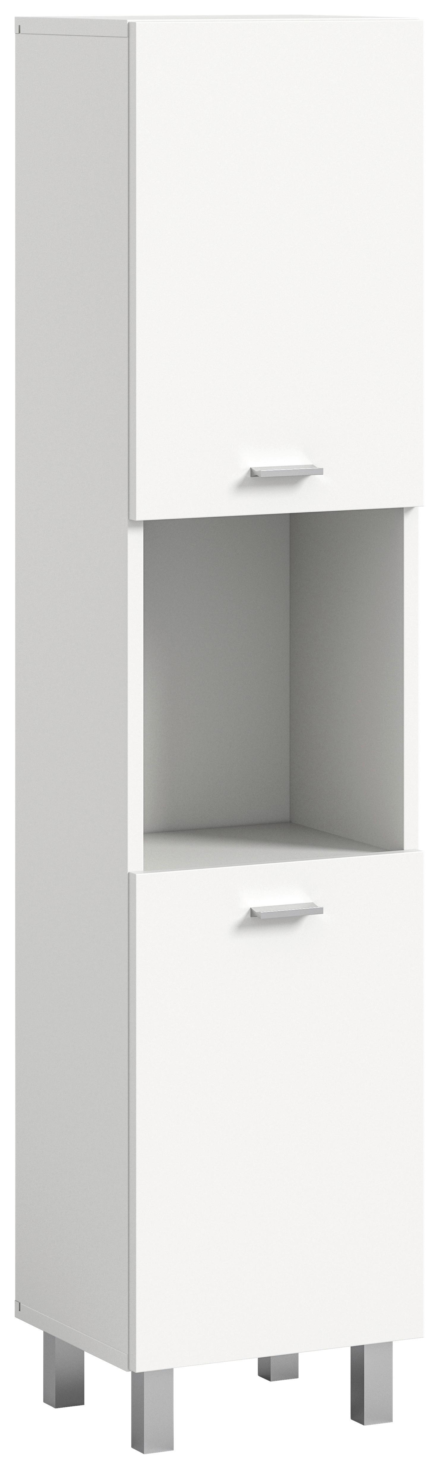 Midischrank Boston ca. 30x125x29 cm Weiß - Silberfarben/Weiß, MODERN, Holzwerkstoff/Kunststoff (30/125/29cm) - MID.YOU