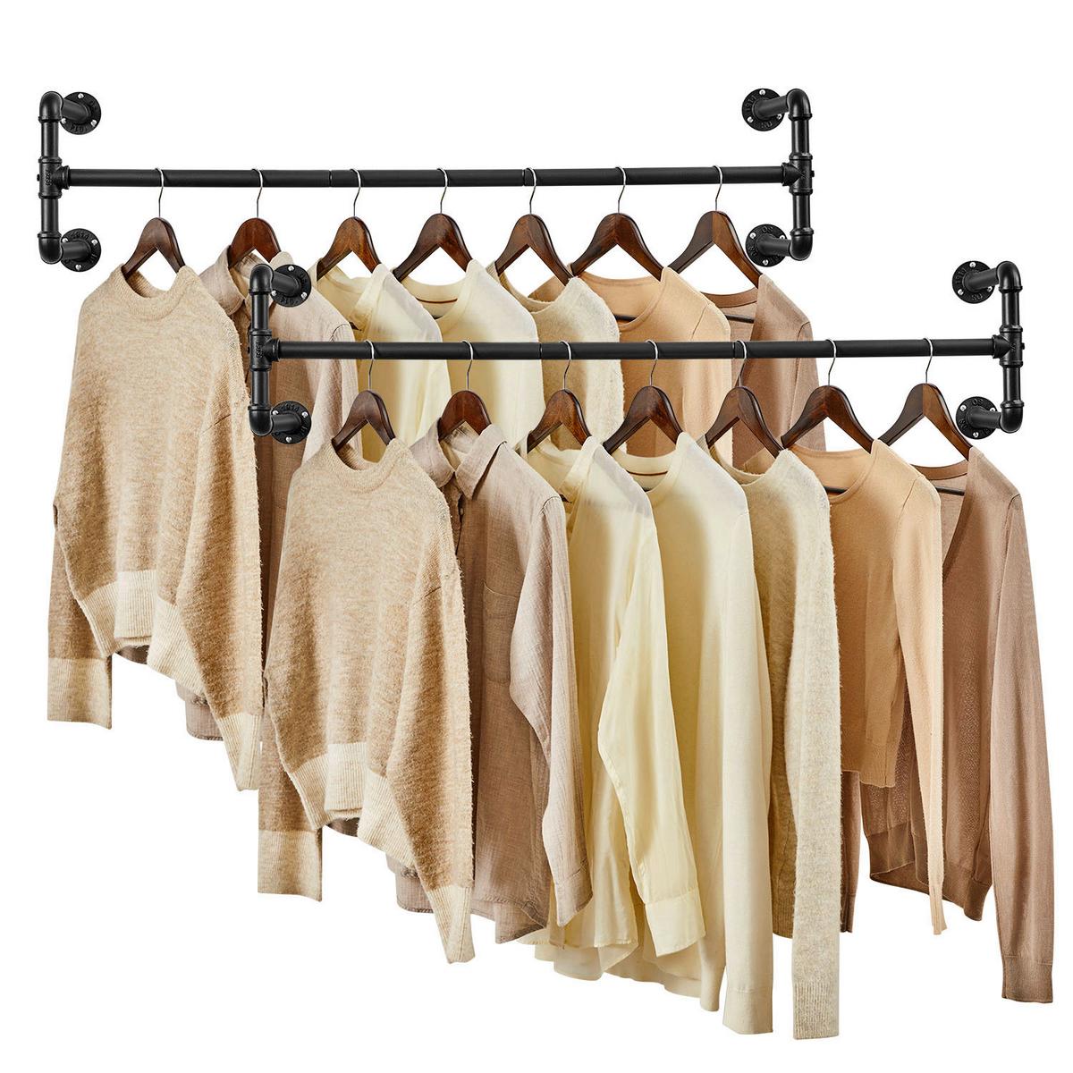 Wandgarderobe Schwarz, 2 Stück - Schwarz, Basics, Metall (30/112cm)